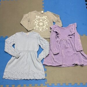 Set of Girls' Dresses/swear shirt - Gray, Blue, and Purple size 6